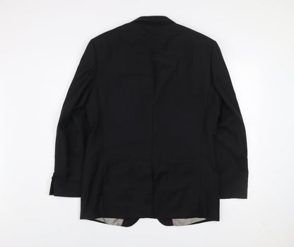 Roberto Gallini Signature Men's Black 40S Pinstripe Wool Blend Suit Jacket