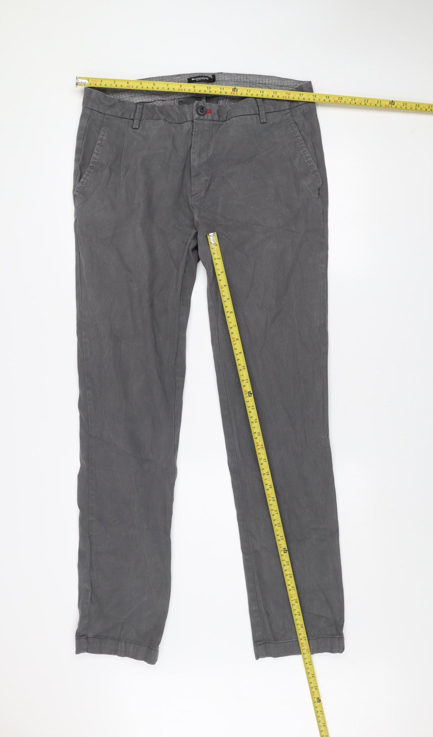 Galileo Men's Grey Slim Fit Chino Trousers Size 54 (42W)
