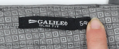 Galileo Men's Grey Slim Fit Chino Trousers Size 54 (42W)