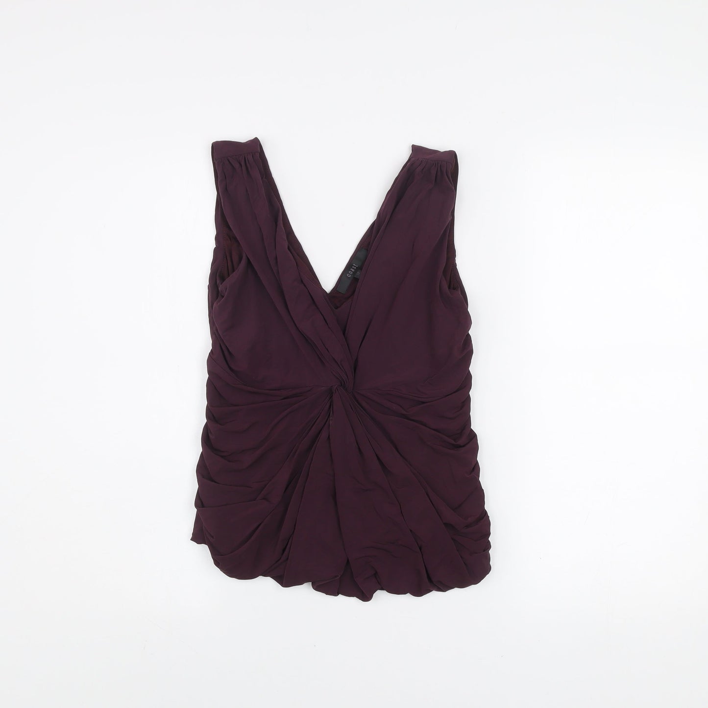 Coast Women's Purple Sleeveless V-Neck Ruched Blouse Size 12