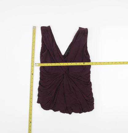 Coast Women's Purple Sleeveless V-Neck Ruched Blouse Size 12