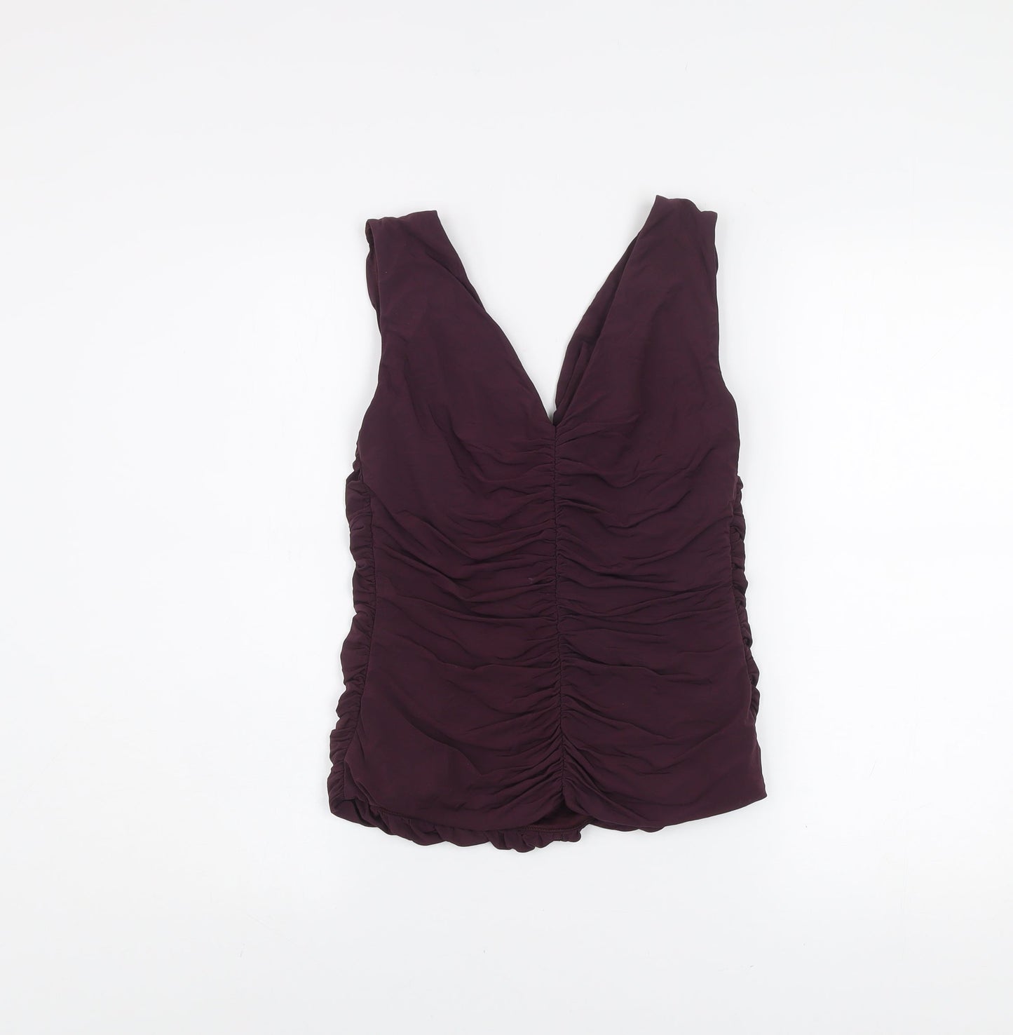 Coast Women's Purple Sleeveless V-Neck Ruched Blouse Size 12