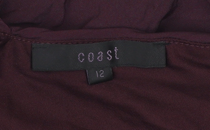 Coast Women's Purple Sleeveless V-Neck Ruched Blouse Size 12