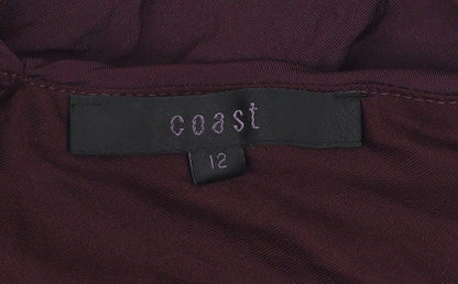 Coast Women's Purple Sleeveless V-Neck Ruched Blouse Size 12