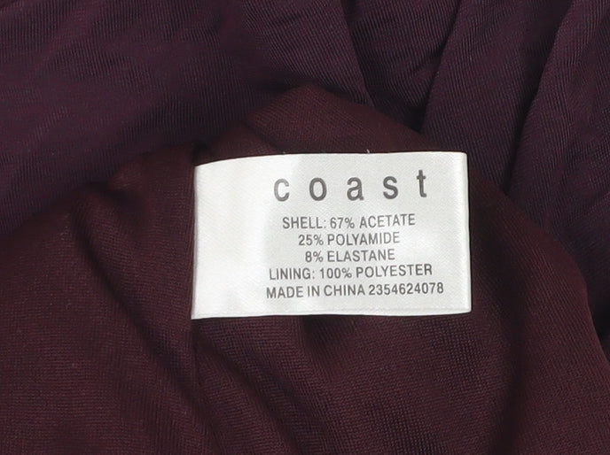 Coast Women's Purple Sleeveless V-Neck Ruched Blouse Size 12