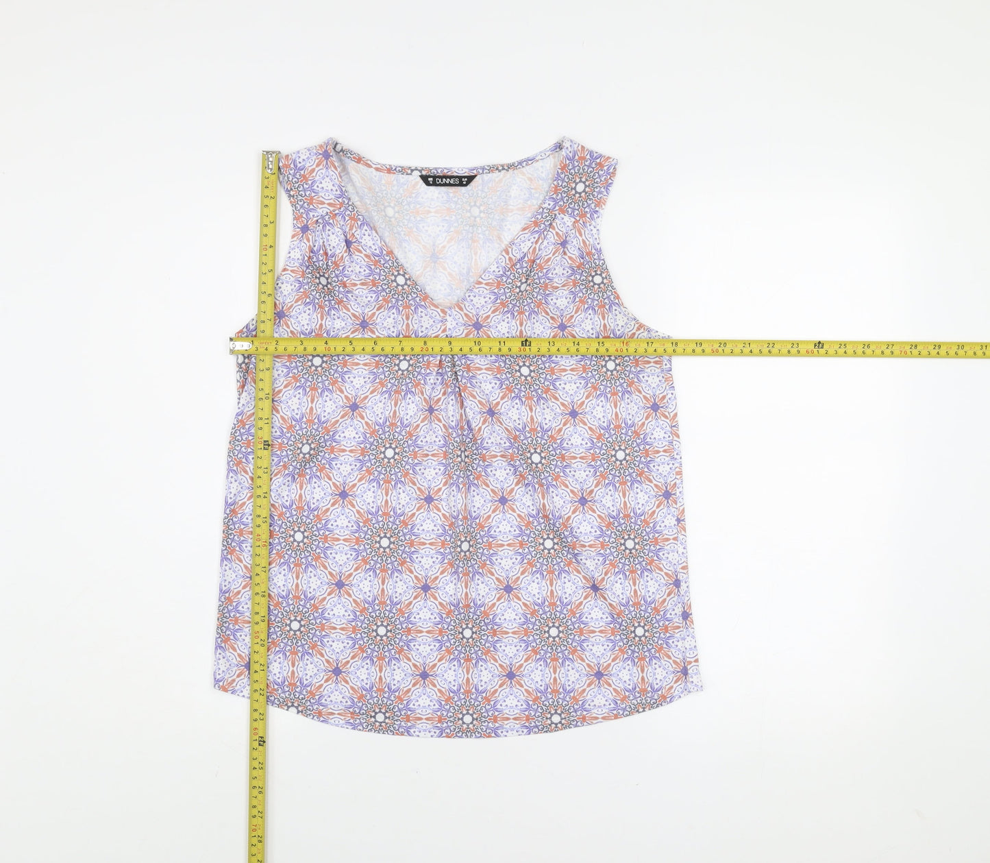 Dunnes Women’s Multicoloured Geometric V-Neck Sleeveless Top Size 12