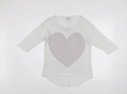 Womens UK Size 12 NEXT White Pullover Jumper