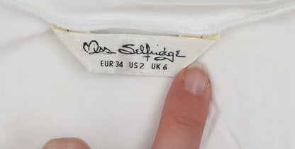 Womens UK Size 6 Miss Selfridge White Basic T-Shirt