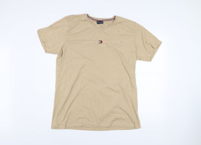 Tommy Hilfiger Men Beige 2XL Crew Neck Cotton Classic T-Shirt