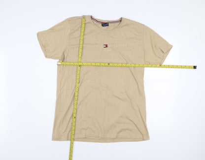 Tommy Hilfiger Men Beige 2XL Crew Neck Cotton Classic T-Shirt
