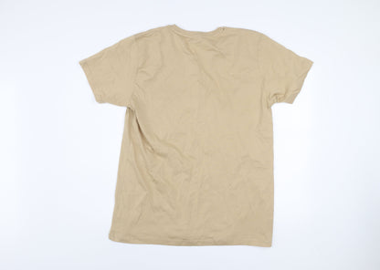 Tommy Hilfiger Men Beige 2XL Crew Neck Cotton Classic T-Shirt