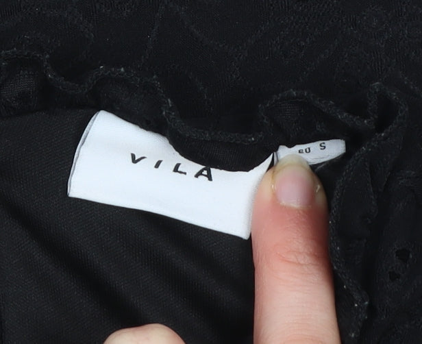 Womens UK Size S VILA Black Tunic Blouse