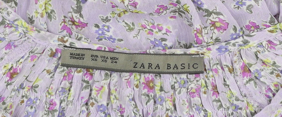 Womens UK Size XS Zara Basic Purple Tunic Blouse