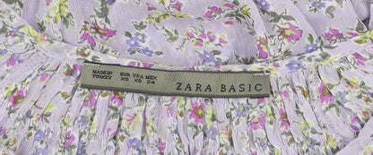 Womens UK Size XS Zara Basic Purple Tunic Blouse