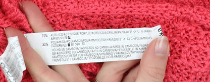 Bershka Women Pink Knit Short Sleeve Scoop Neck T-Shirt XS