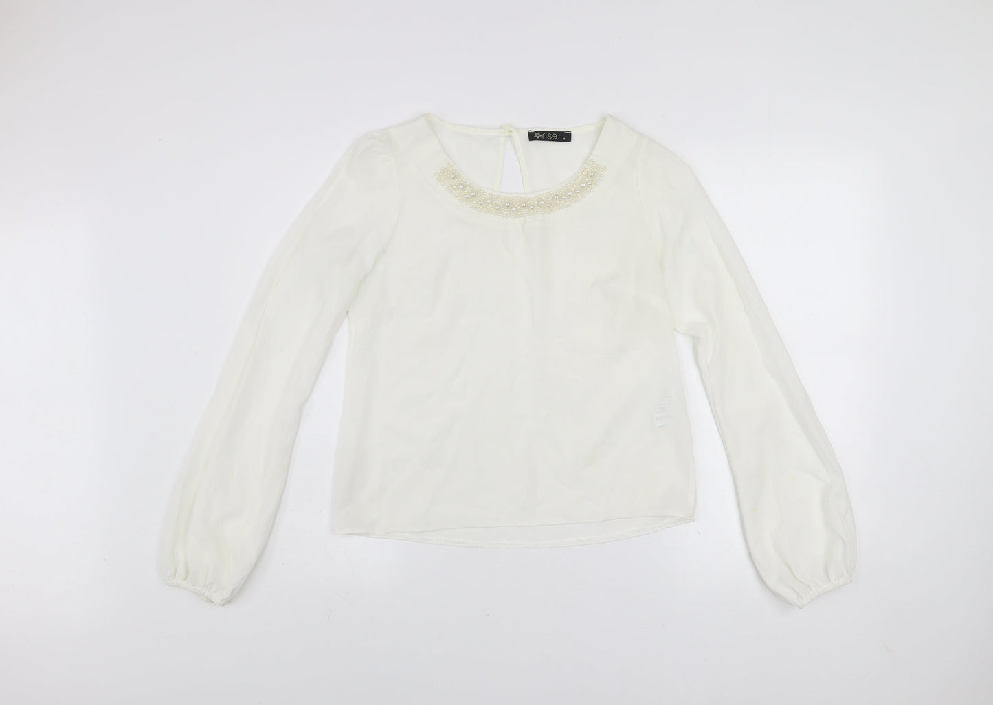 Womens UK Size 8 Rise Ivory Basic Blouse