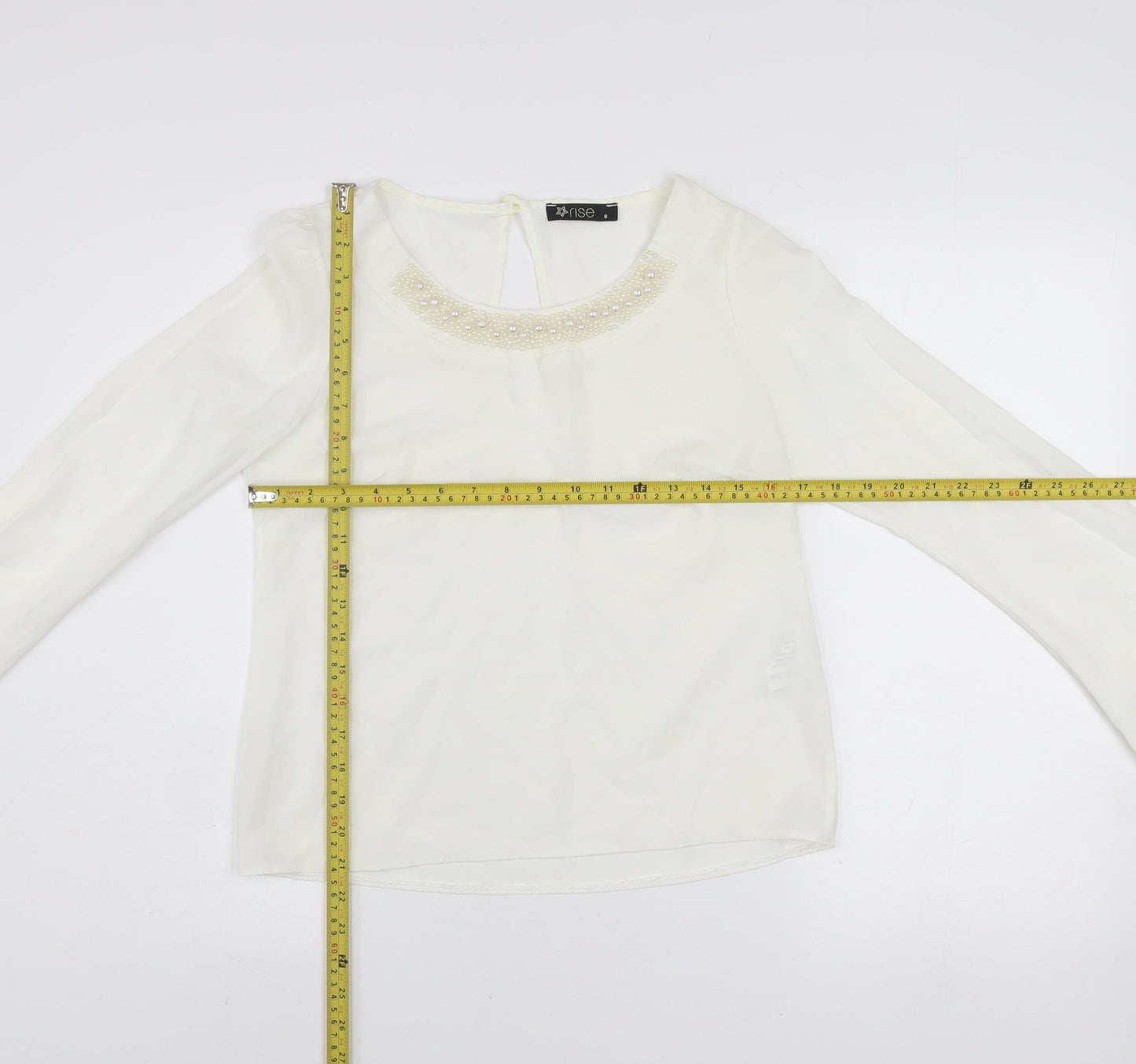 Womens UK Size 8 Rise Ivory Basic Blouse