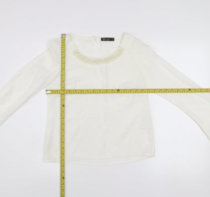 Womens UK Size 8 Rise Ivory Basic Blouse