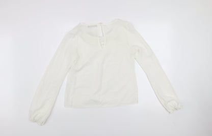 Womens UK Size 8 Rise Ivory Basic Blouse