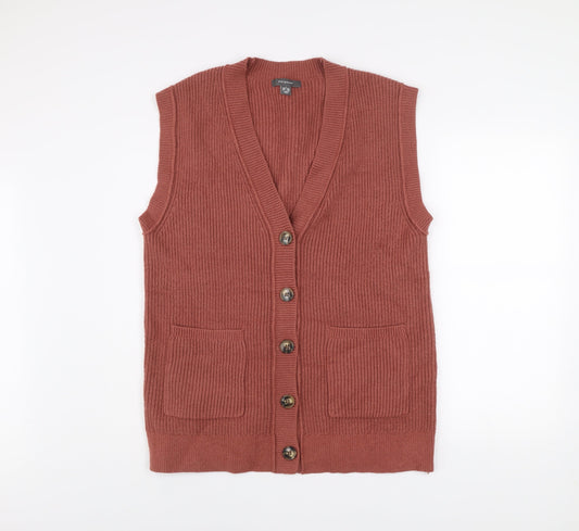 Primark Women's Brown Sleeveless Button Cardigan Vest Size S 10/12
