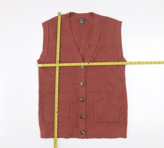 Primark Women's Brown Sleeveless Button Cardigan Vest Size S 10/12