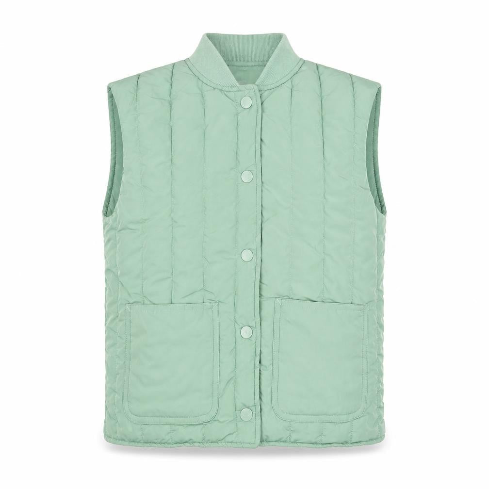 H&M Girls Green Quilted Padded Waistcoat 6-7 Years Sleeveless Lightweight