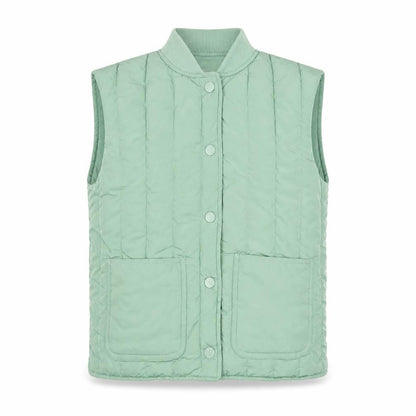 H&M Girls Green Quilted Padded Waistcoat 6-7 Years Sleeveless Lightweight