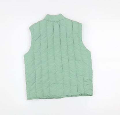H&M Girls Green Quilted Padded Waistcoat 6-7 Years Sleeveless Lightweight