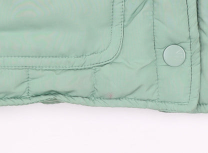 H&M Girls Green Quilted Padded Waistcoat 6-7 Years Sleeveless Lightweight