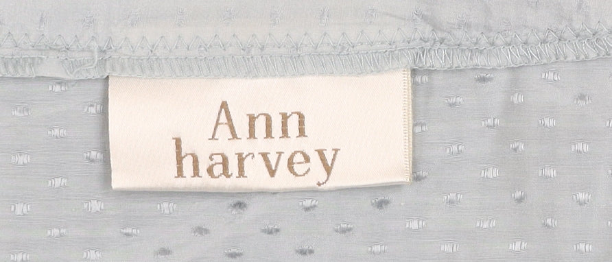 Ann Harvey Women’s Blue Cotton Silk Tunic Blouse Size 28 3/4 Sleeve Button Up