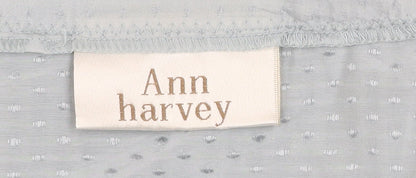 Ann Harvey Women’s Blue Cotton Silk Tunic Blouse Size 28 3/4 Sleeve Button Up