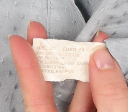 Ann Harvey Women’s Blue Cotton Silk Tunic Blouse Size 28 3/4 Sleeve Button Up