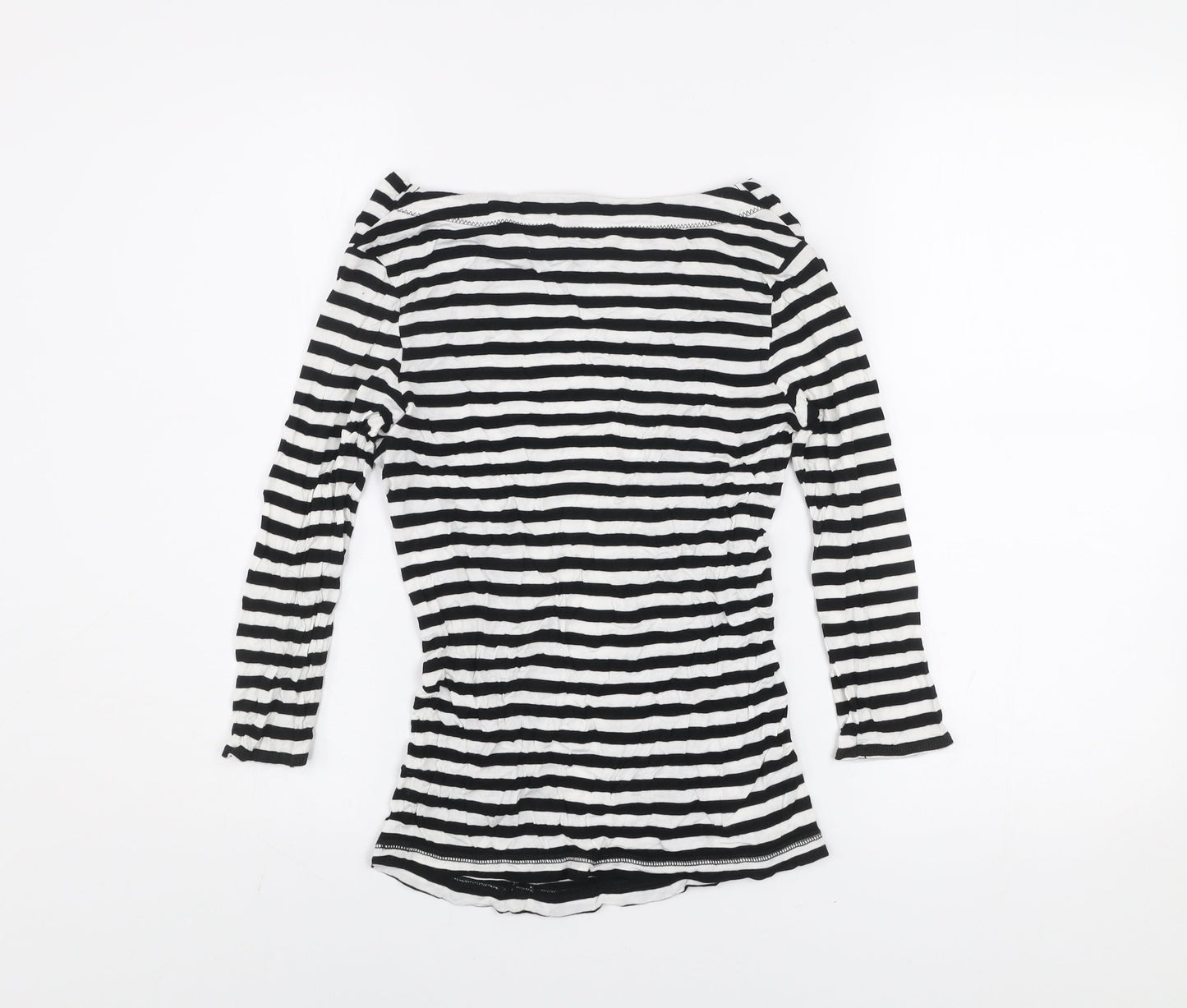 Karen Millen Women’s Black White Striped Cowl Neck Long Sleeve T-Shirt Size 8