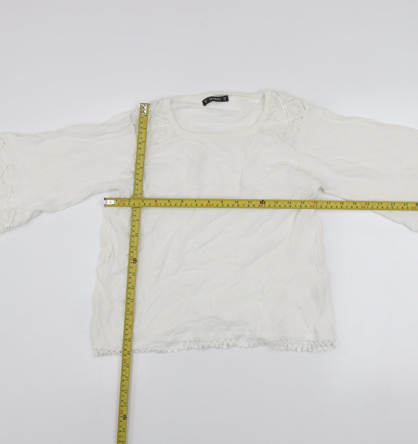Womens UK Size 10 Dunnes White Pullover Jumper