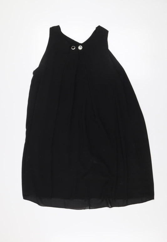 Quiz Women's Black Sleeveless Shift Dress S Halter Neck Partywear