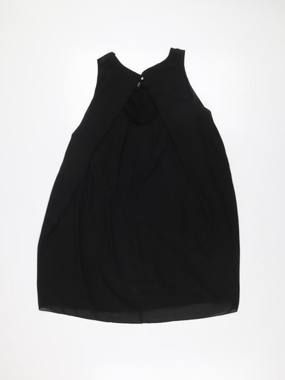 Quiz Women's Black Sleeveless Shift Dress S Halter Neck Partywear