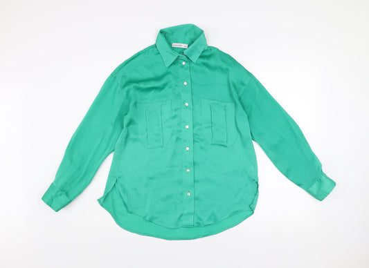 Womens UK Size 8 Gallery Green Basic Button-Up