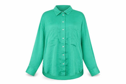 Womens UK Size 8 Gallery Green Basic Button-Up