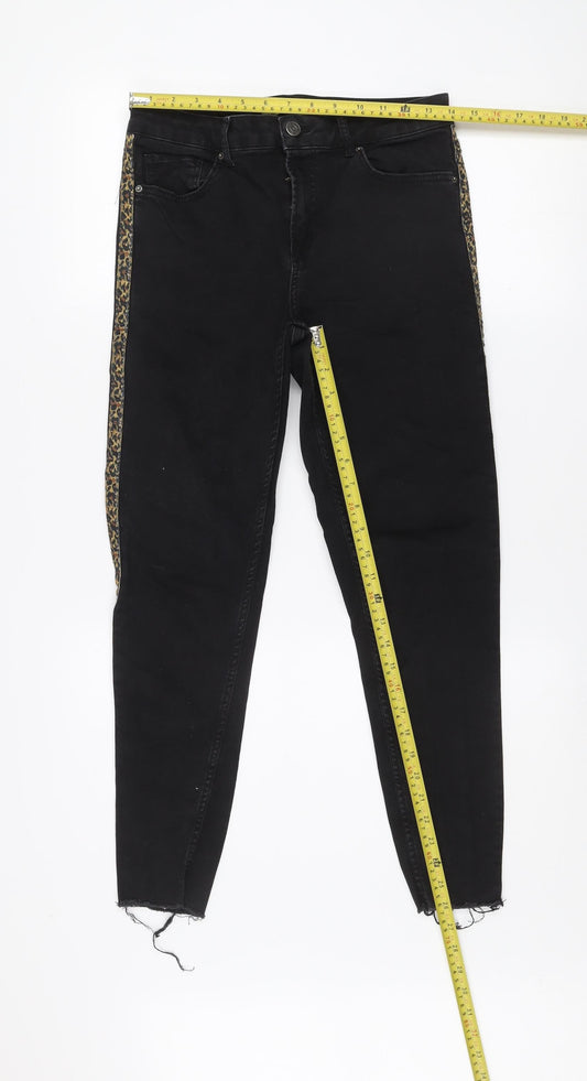 Denim Co. Women’s Black Leopard Side Skinny Jeans Size 12