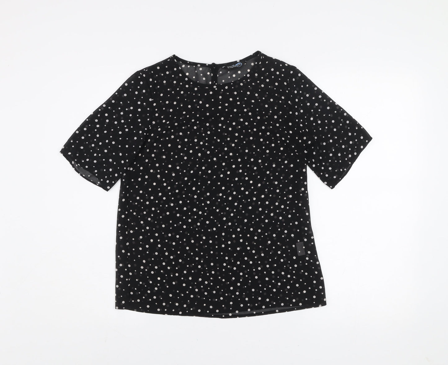 Womens UK Size XS Blue Chameleon Black Basic Blouse