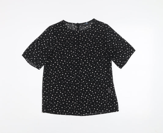 Womens UK Size XS Blue Chameleon Black Basic Blouse