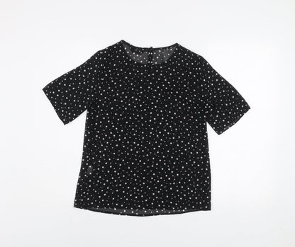 Womens UK Size XS Blue Chameleon Black Basic Blouse