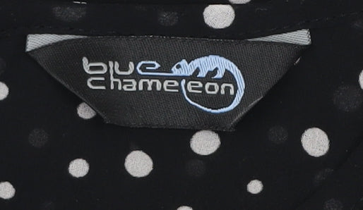 Womens UK Size XS Blue Chameleon Black Basic Blouse
