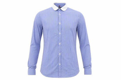 River Island Men's Blue Striped Skinny Fit Long Sleeve Button-Up Shirt XS