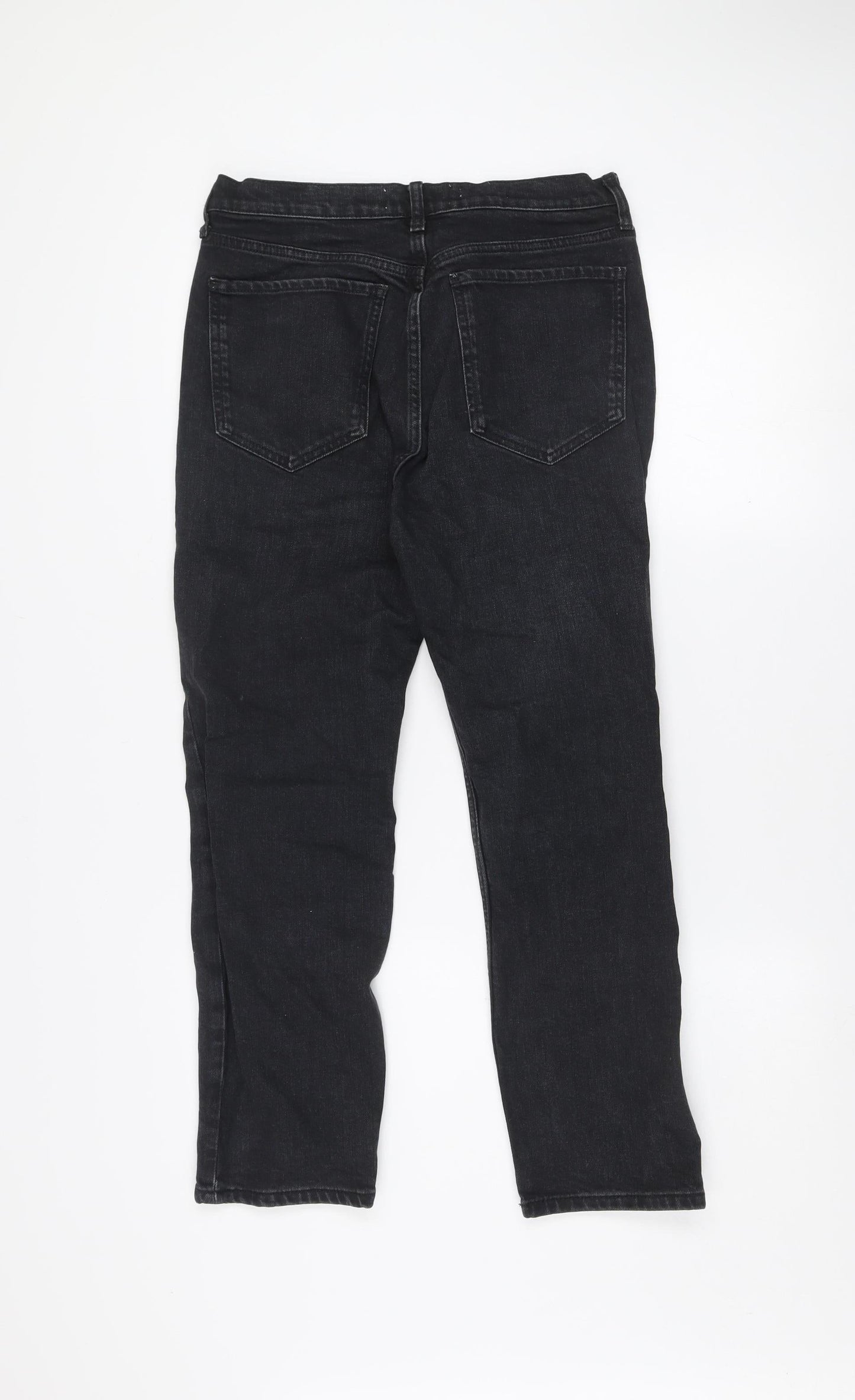 Mango Women Black Straight Leg Jeans Size 12 Regular Fit Denim