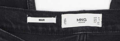 Mango Women Black Straight Leg Jeans Size 12 Regular Fit Denim
