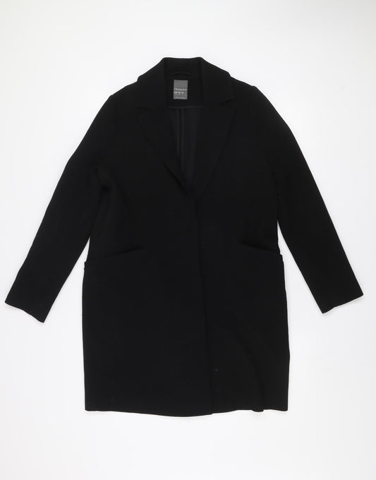 Primark Women’s Black Mid-Length Overcoat Size 6 Classic Style