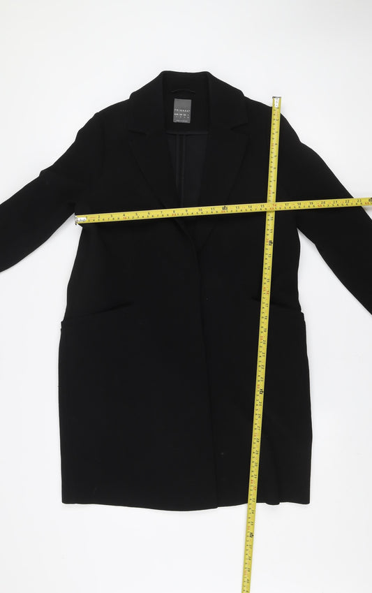 Primark Women’s Black Mid-Length Overcoat Size 6 Classic Style