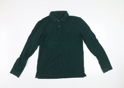 BOSS Men's Green Long Sleeve Cotton Polo Shirt Size L