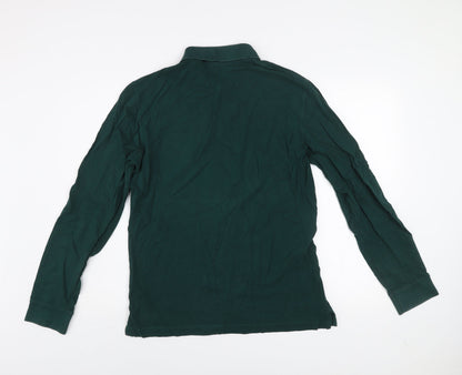 BOSS Men's Green Long Sleeve Cotton Polo Shirt Size L